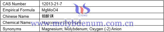 empirical formula, chemical name, synonyms of magnesium molybdate image