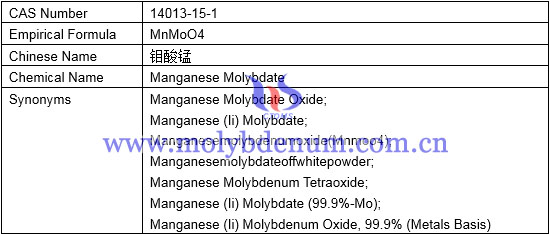 empirical formula, chemical name, synonyms of manganese molybdate image
