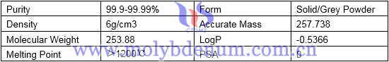 purity, form, density, melting point of molybdenum selenide image