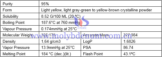 purity, form, density, melting point of molybdenyl acetylacetonate image